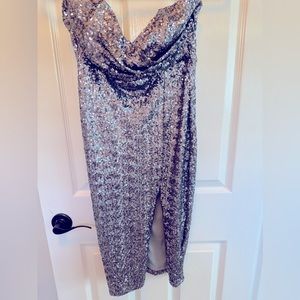Sequin strapless pencil dress